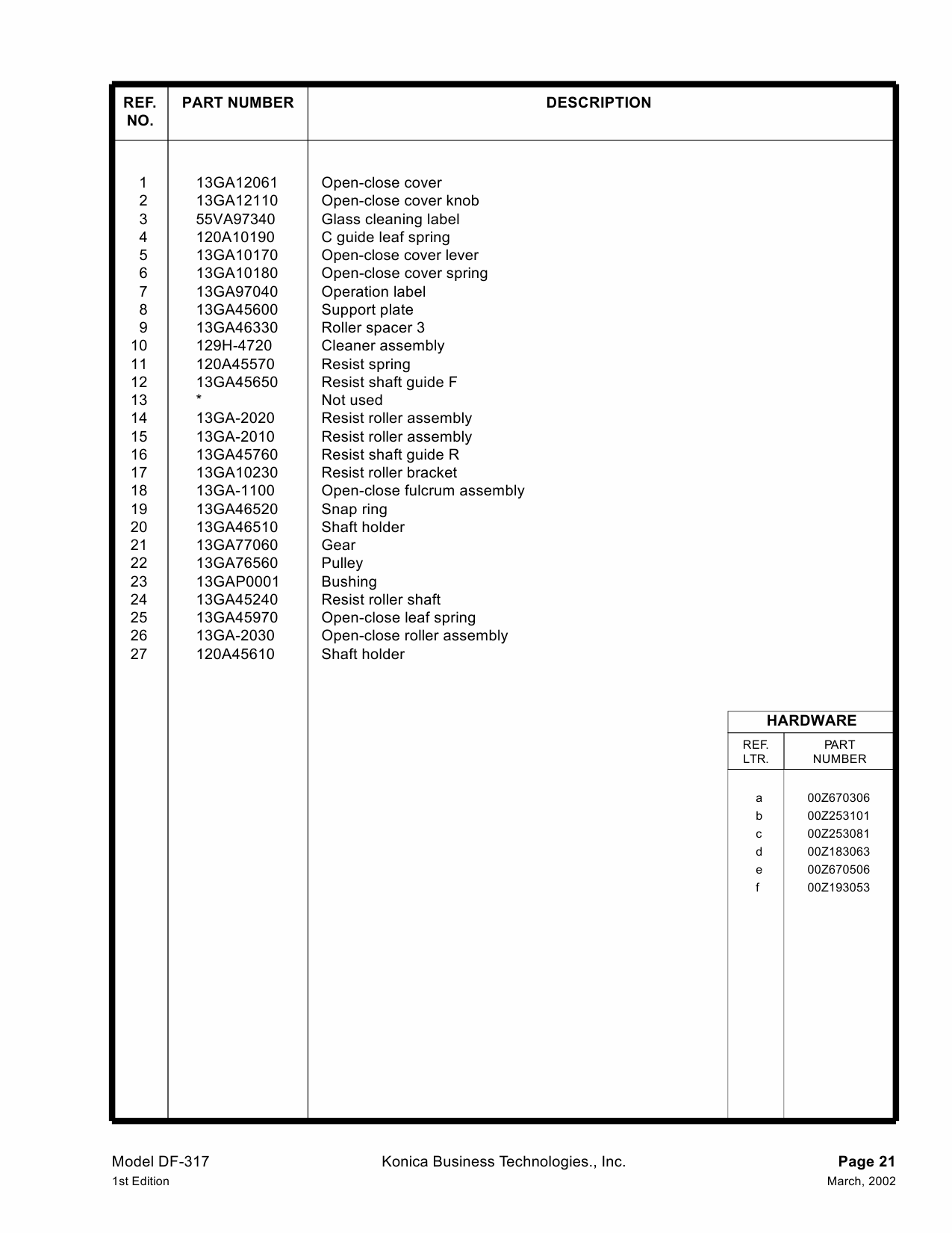 Konica-Minolta Options DF-317 Parts Manual-2